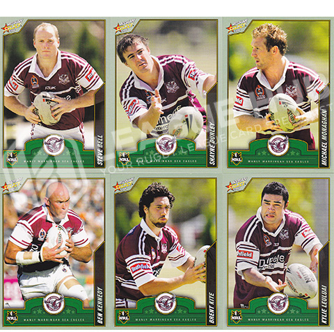 2006 Select Accolade 43-52 Common Team Set Manly Sea Eagles