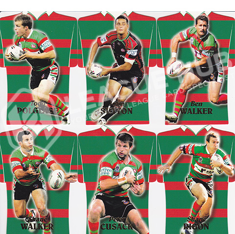 2006 Select Invincible DC67-DC72 Jersey Die Cuts Team Set South Sydney Rabbitohs