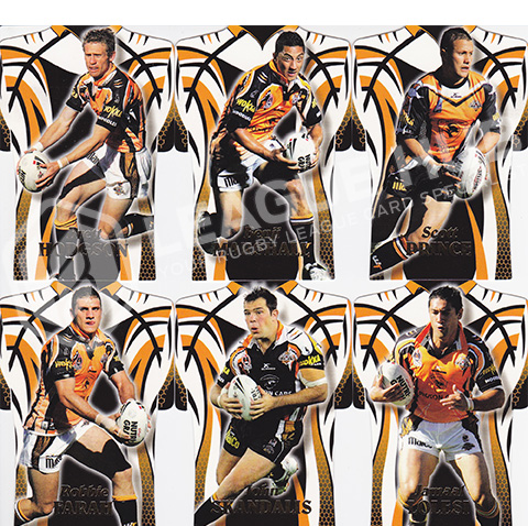 2006 Select Invincible DC85-DC90 Jersey Die Cuts Team Set Wests Tigers