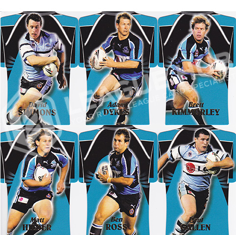 2006 Select Invincible DC19-DC24 Jersey Die Cuts Team Set Cronulla Sharks