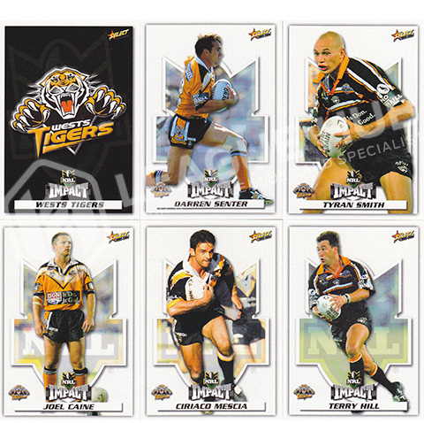 2001 Select Impact 106-116 Common Team Set Wests Tigers
