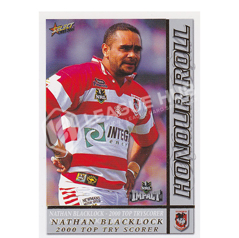 2001 Select Impact HR4 Honour Roll Nathan Blacklock