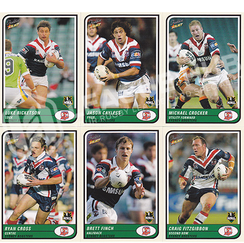 2005 Select Tradition 109-117 Common Team Set Sydney Roosters