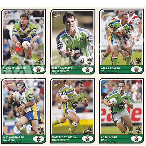 2005 Select Tradition 19-27 Common Team Set Canberra Raiders