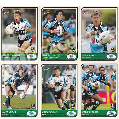 2005 Select Tradition 28-36 Common Team Set Cronulla Sharks