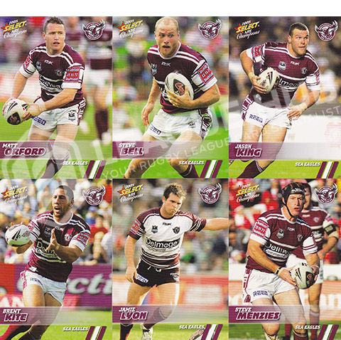 2008 Select Champions 64-75 Common Team Set Manly Sea Eagles