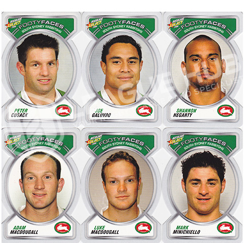 2006 Select Accolade FF111-FF120 Footy Faces Team Set South Sydney Rabbitohs