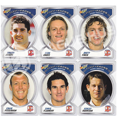 2006 Select Accolade FF121-FF130 Footy Faces Team Set Sydney Roosters