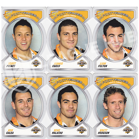 2006 Select Accolade FF141-FF150 Footy Faces Team Set Wests Tigers