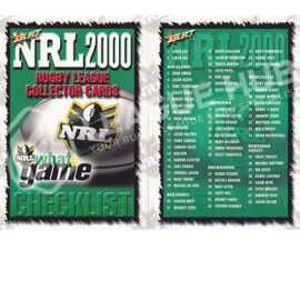 2000 Select NRL 1-2 Checklist Cards