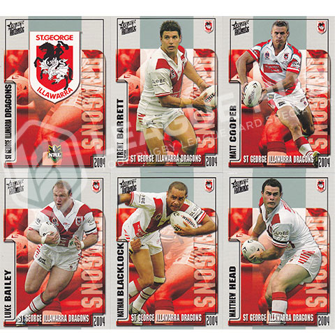 2004 Select Authentic 123-134 Common Team Set St George Dragons