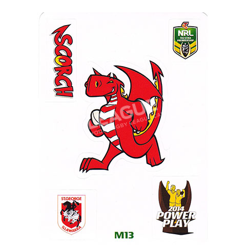2014 ESP Power Play M13 Mascot Jigsaw Puzzle Sticker Scorch St George Dragons