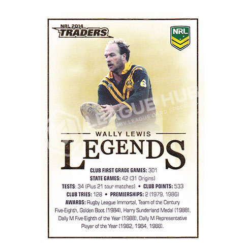 2014 ESP Traders CC1 Legends Wally Lewis Case Card