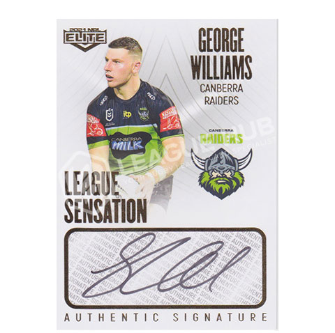 2021 NRL Elite LS2 League Sensation Signature White George Williams #024/80
